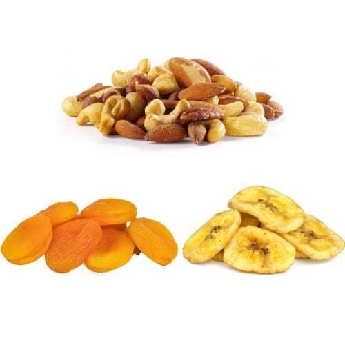 Nødder, abrikoser og bananchips