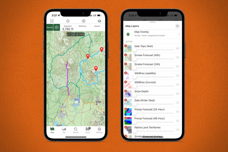   GAIA GPS ऐप के स्क्रीन शॉट