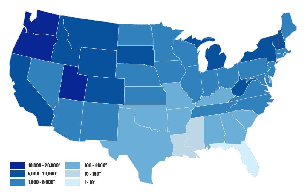 зимен туризъм снеговалеж карта САЩ