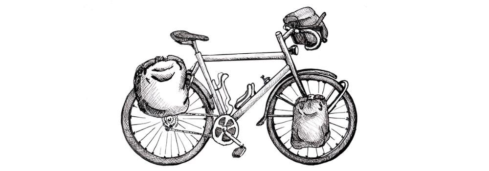 velosipēdu tūristu velosipēdu zīmējums