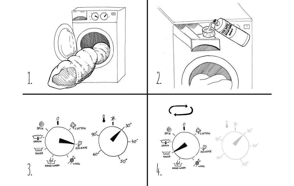 hvordan vaske en sovepose maskin