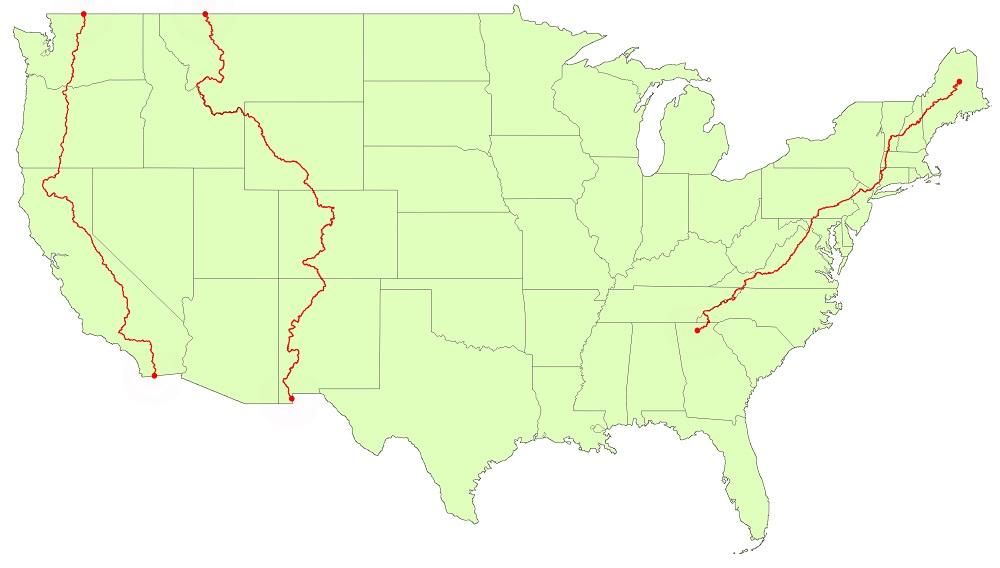 Triple corona del mapa de rutas de senderismo
