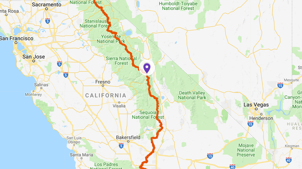 Mather Pass, California - Caminatas por el mapa del sendero Pacific Crest