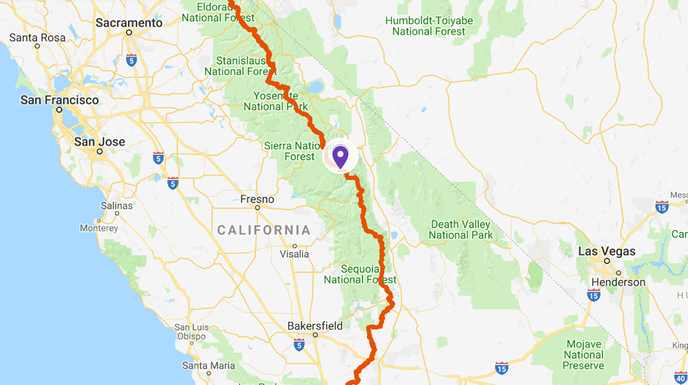Prolaz Muir do jezera Evolution u Kaliforniji