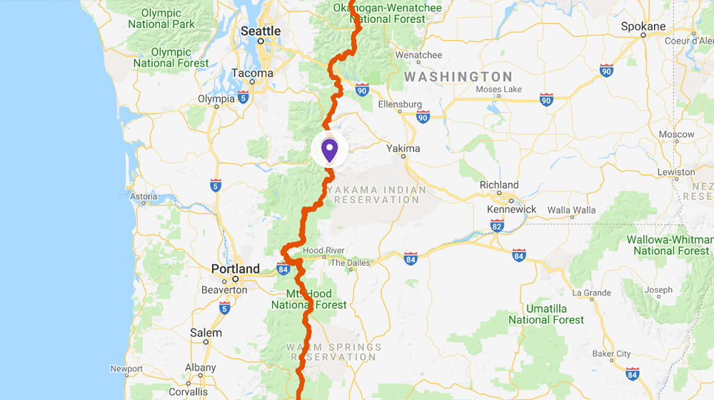 Goat Rocks Wilderness, Washington - Caminatas por el mapa del sendero Pacific Crest