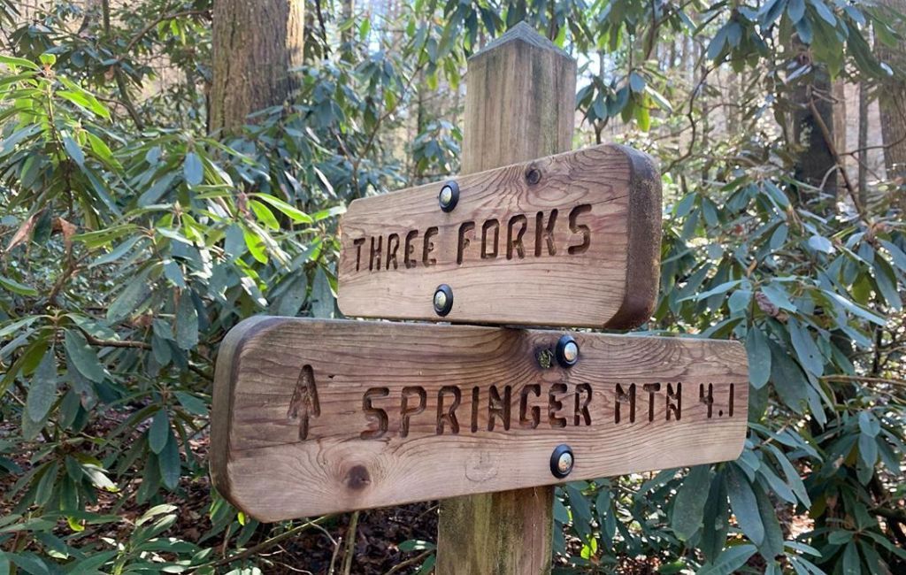 Springer Mountain signo de tres horquillas