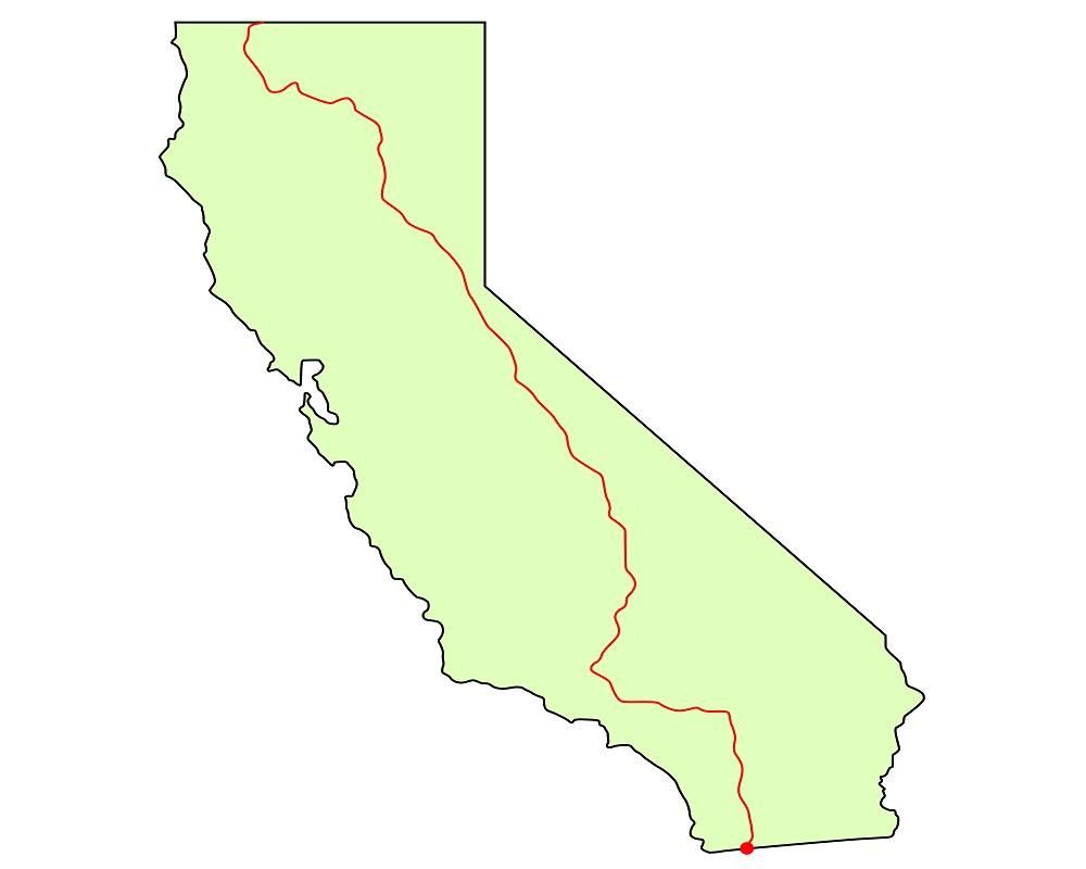 מפת פסיפיק קרסט שביל בקליפורניה