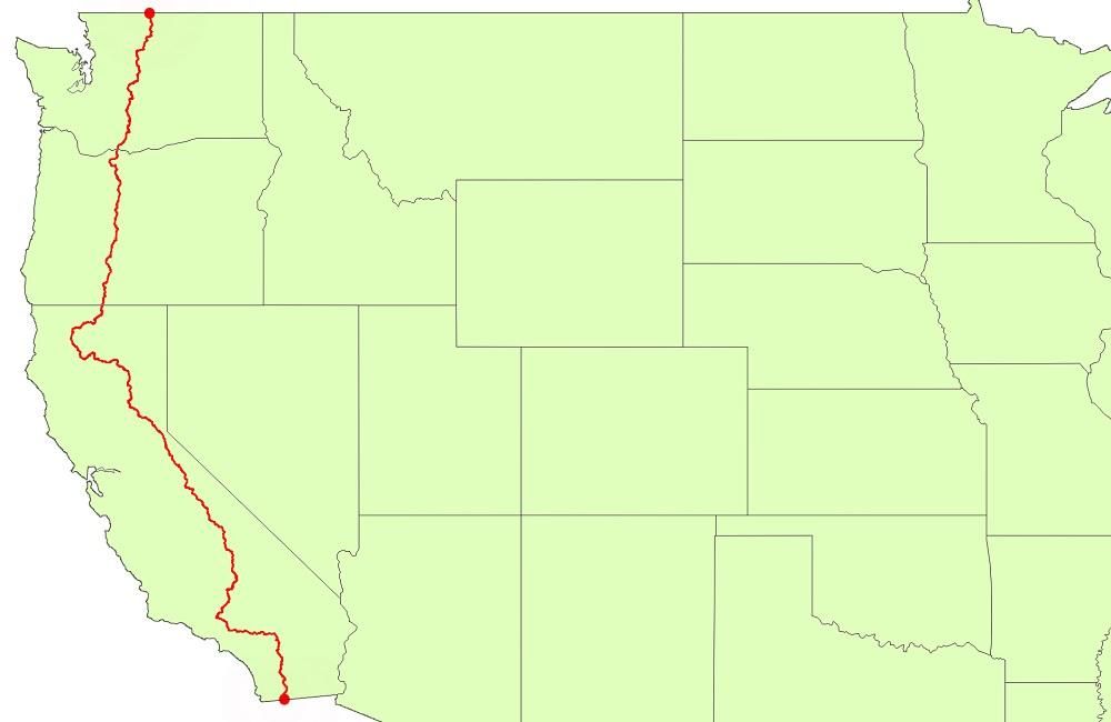 Mapa ng Pacific Crest Trail