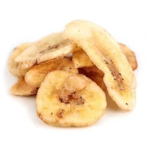 labākie augstas kaloritātes ēdieni mugursomā - žāvēti banānu čipsi