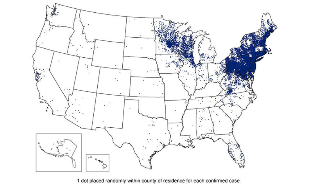 mapa de la enfermedad de lyme utiliza cdc