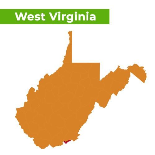 Аппалачская тропа на карте Западной Вирджинии