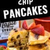   Imagen de Pinterest con lectura de texto"Chocolate Chip Pancakes"