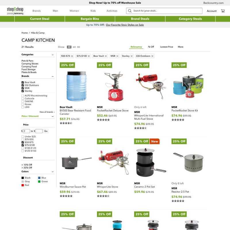 Snimak zaslona web stranice Steep and Cheap