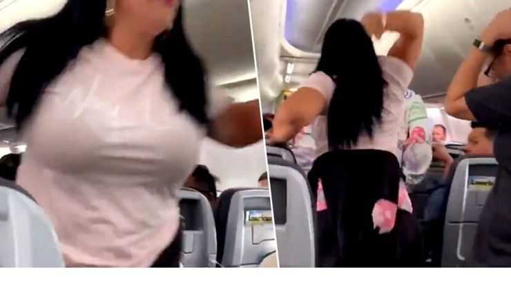 Naine lööb oma poiss-sõpra sülearvutiga pähe pärast seda, kui ta vaatas lennukis teist naist