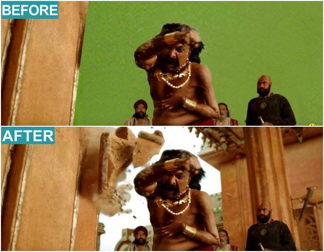 VFX से पहले और बाद में बाहुबली के दृश्य