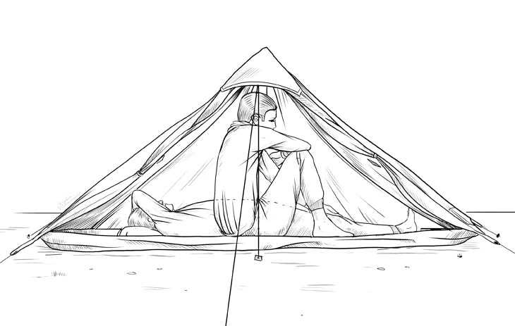   ilustracija zahtevanega ultralahkega notranjega prostora šotora