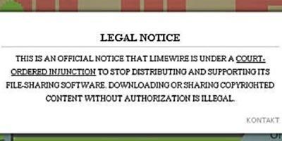 Glasbena trgovina Limewire zaprta
